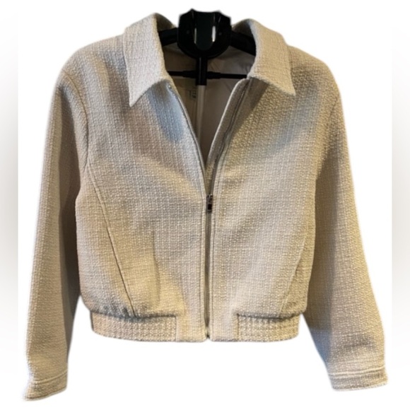 Joie Jackets & Blazers - Joie White and Cream Bomber Jacket Size L